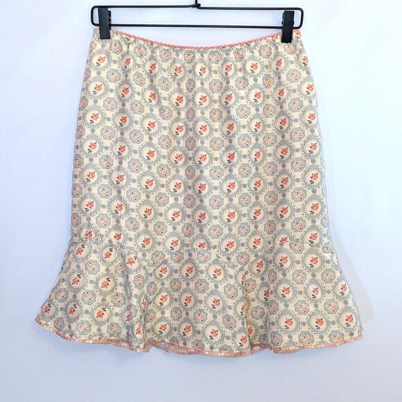 VINTAGE Nanette Lepore | Silk Floral Coquette Rose Print Trumpet Skirt	 | Size 4 - Picture 2 of 11